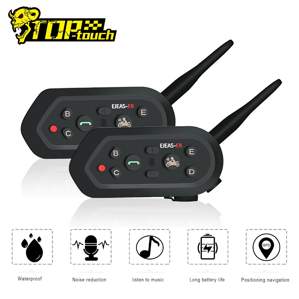 Bluetooth интерком для шлема мотоциклетный 6 водителей 2 шт.|Наушники шлемов| |