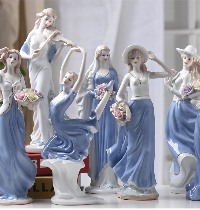 

High Grade Statue Ceramic Goddess Girls Lady Figurines Home Decor Crafts Room Decor Wedding Handicraft Ornament Porcelain