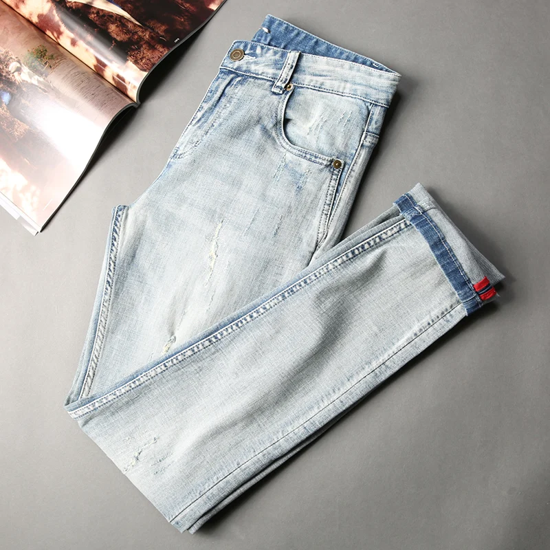 JSBD джинсы мужские маленькие ноги брюки свободные мыть текстуры светильник цвета