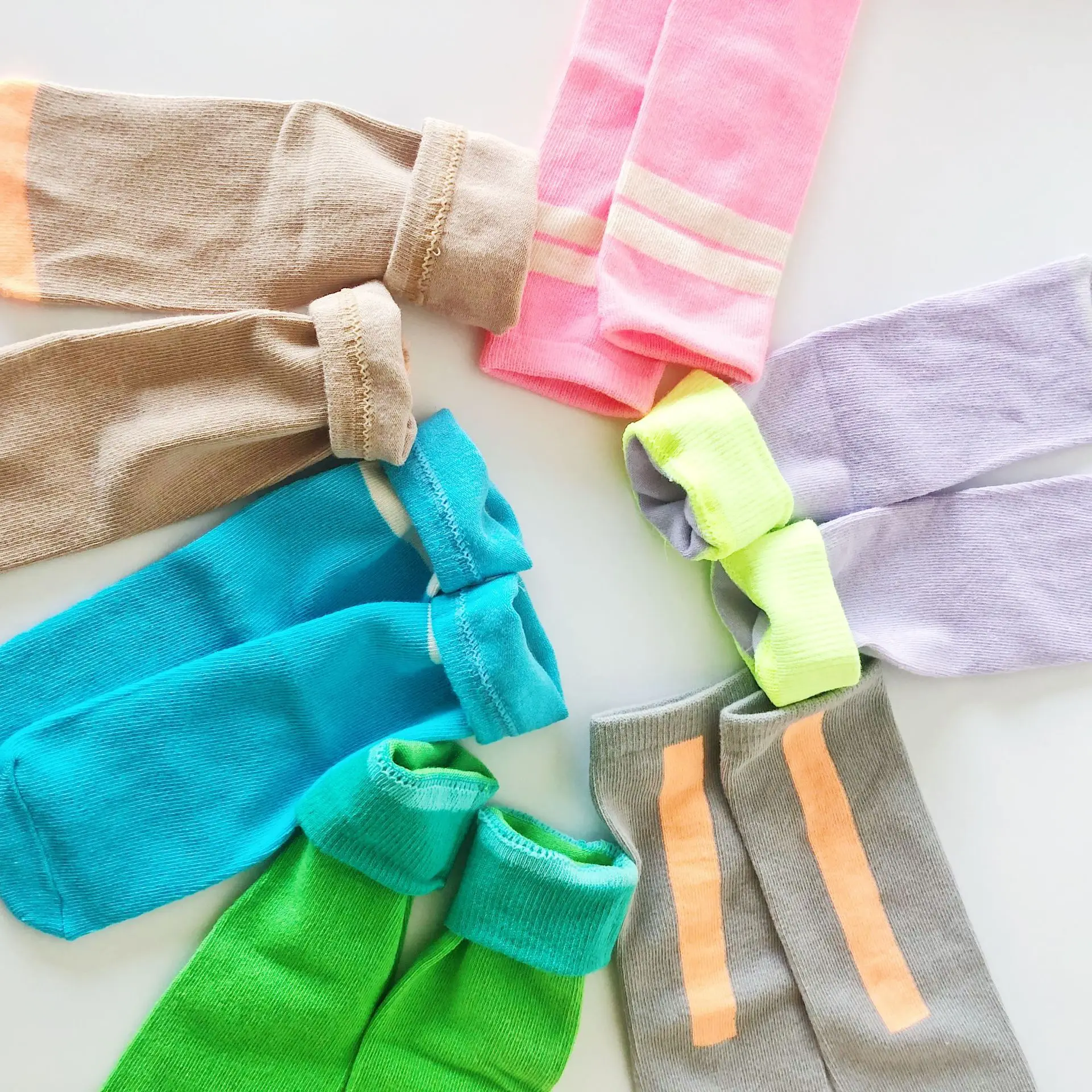 Children Fluorescent Contrast Color Socks for Baby Girls Elestic Soft Toddler Kids Girls Socks Baby Accessoris 2 pcs kids sets