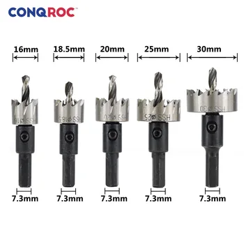 

5 Pieces HSS Hole Saw Drill Bits Set 16～30mm Metal Iron Hole Saw Cutter Kit Triangular Shank