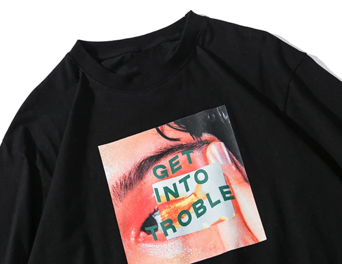 Get Into Troble Футболка с принтом Homme Летняя мода хип-хоп футболки хлопок Повседневная Уличная трендовая футболка уличная Мужская футболка