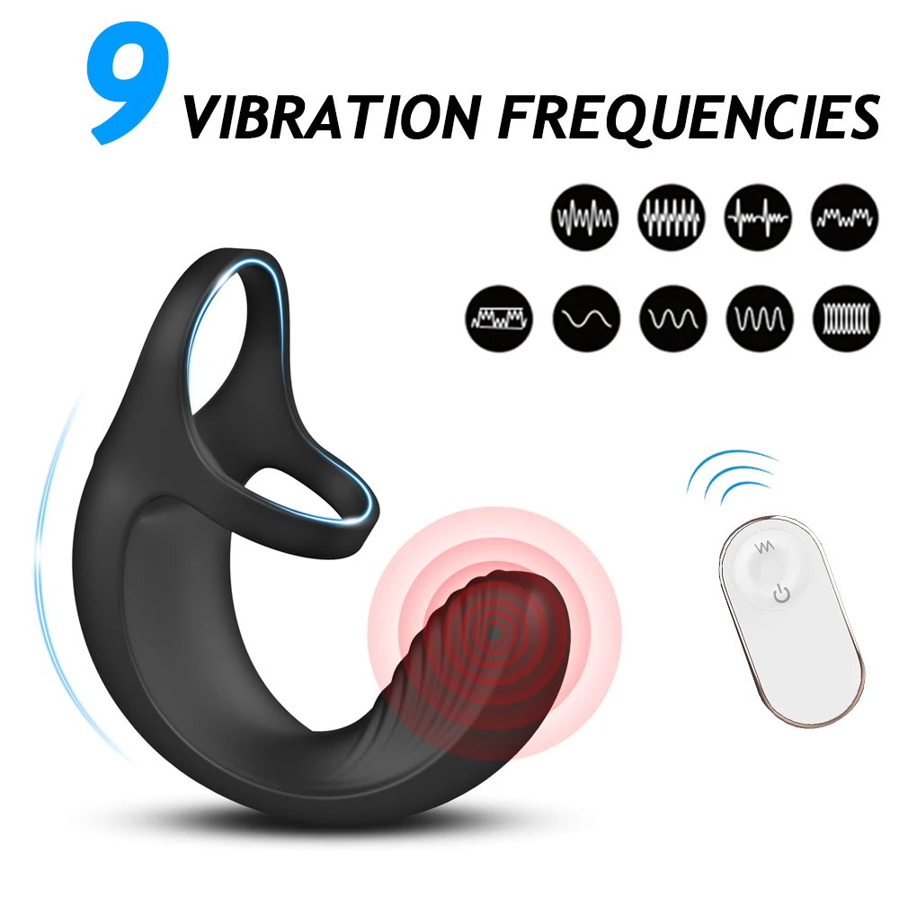 10 Modes Vibrating Penis Massager Ring Dildo Sex Toys for Men Scrotum Massager Male Chastity Cage Testicle Bondage Vibrators (6)