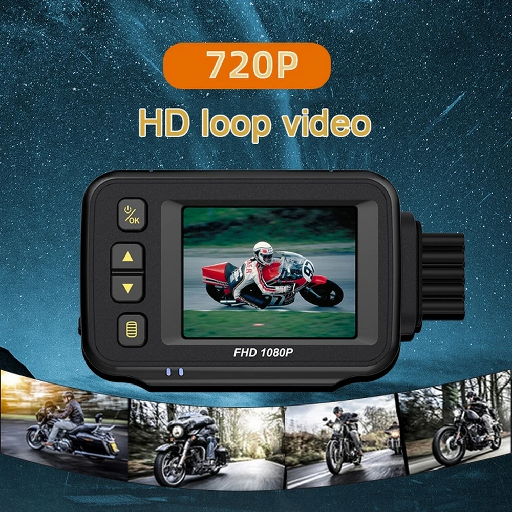 Полноразмерный водонепроницаемый видеорегистратор для мотоцикла передняя и
