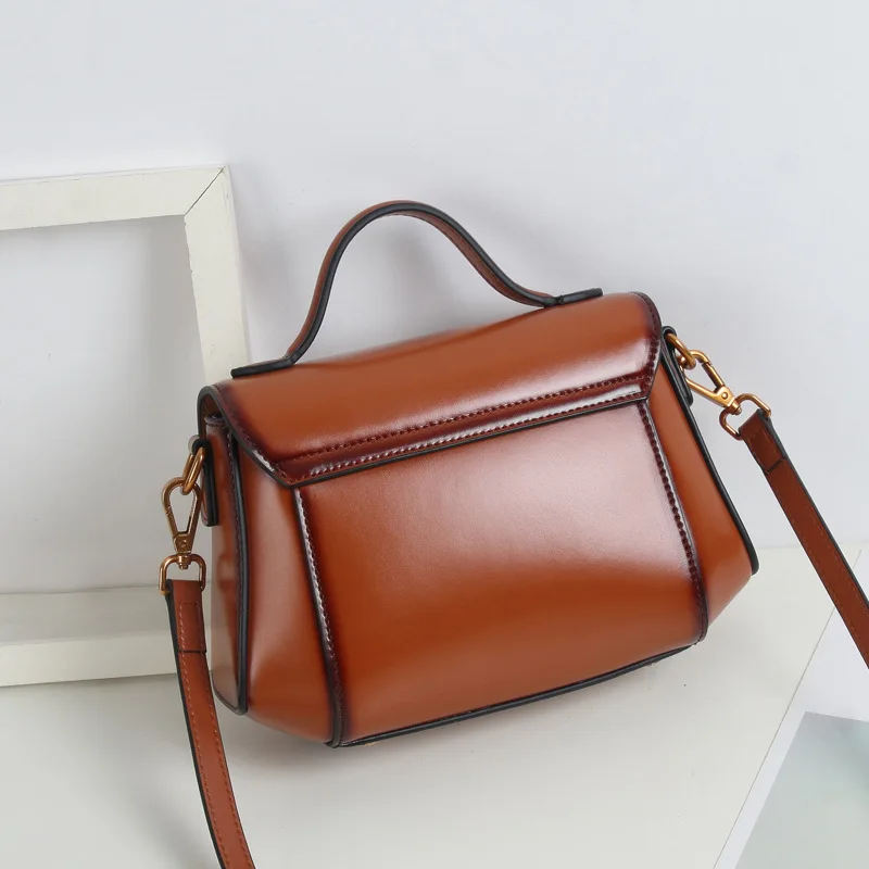 

Cabinet WOMEN'S Bag 2019 New Style Genuine Leather Stereotypes Hand Europe And America Fashion Shoulder Cowhide Retro Cool Ladie
