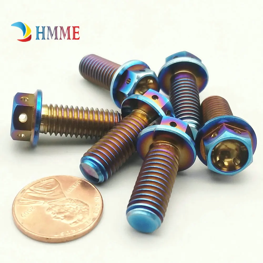 Titanium bolts M8X35mm  flange head Motorcycle decorative screw blue  color  (3)