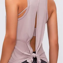 Nepoagym LAKE Women Loose Fit Brushed Workout Sleeveless Shirts Open Back Tie Sport Tank Tops Fitness Running Gym Yoga Vest