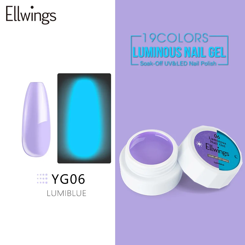 YG06 Ellwings свечение ногтей в темноте гель светящийся 19 цветов Lucky УФ-гель для ногтей лак нужен праймер Базовое покрытие для ногтей искусство - Цвет: YG06
