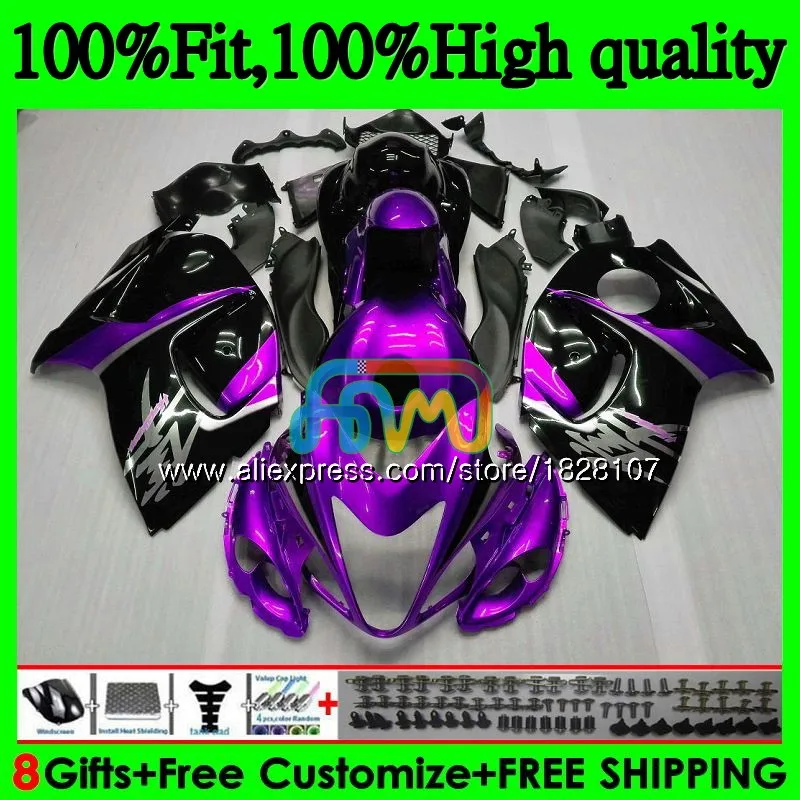 Инъекции для SUZUKI Hayabusa GSXR-1300 GSXR 1300 56BS. 107 GSXR1300 08 09 10 11 12 2008 2009 2010 2011 2012 фиолетовый черный обтекатель