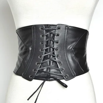 

2020 Vintage Leather Fabric Canvas Extra Wide Corset Belts for Women Black Blue Checkerboard High Waist Cummerbunds Waistband