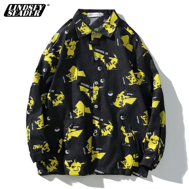 LINDSEY SEADER Cartoon Japan Shirt Men Long Sleeve 2020 Autumn Hiphop Printed Shirt Streetwear Men's Shirts Male Top Thin Jacket LINDSEY SEADER Cartoon Japan Shirt Men Long Sleeve 2020 Autumn Hiphop Printed Shirt Streetwear Men's Shirts Male Top Thin Jacket