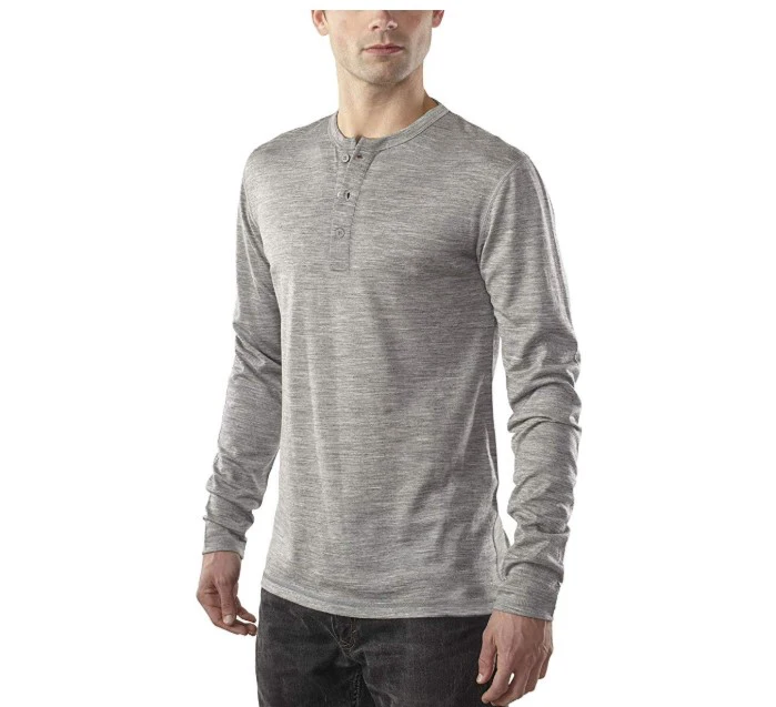 Light Gray Мужская Базовая рубашка Хенли из мериносовой шерсти среднего веса, теплый мужской свитер из мериносовой шерсти, рубашка Хенли с длинным рукавом, размеры s-xl - Цвет: Light Gray