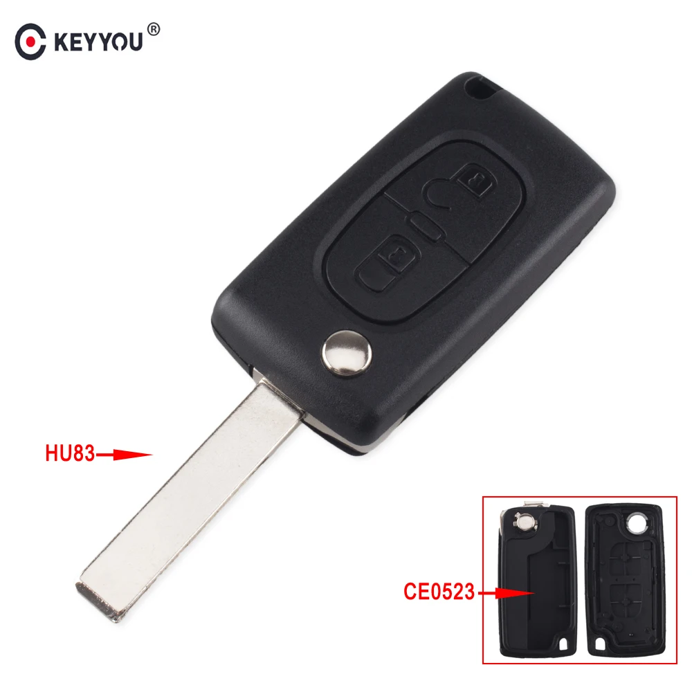 KEYYOU 20X Флип складной 2 кнопки дистанционного чехол ключ чехол оболочка для PEUGEOT 307 308 107 207 407 408 брелок с HU83 лезвие CE0523