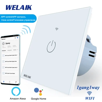 

WELAIK EU WIFI Smart-Life 1gang1way Tuya-Wall-Touch-Switch Crystal-Glass Panel Wall-Intelligent-Light Switch A1911CW-WIFI