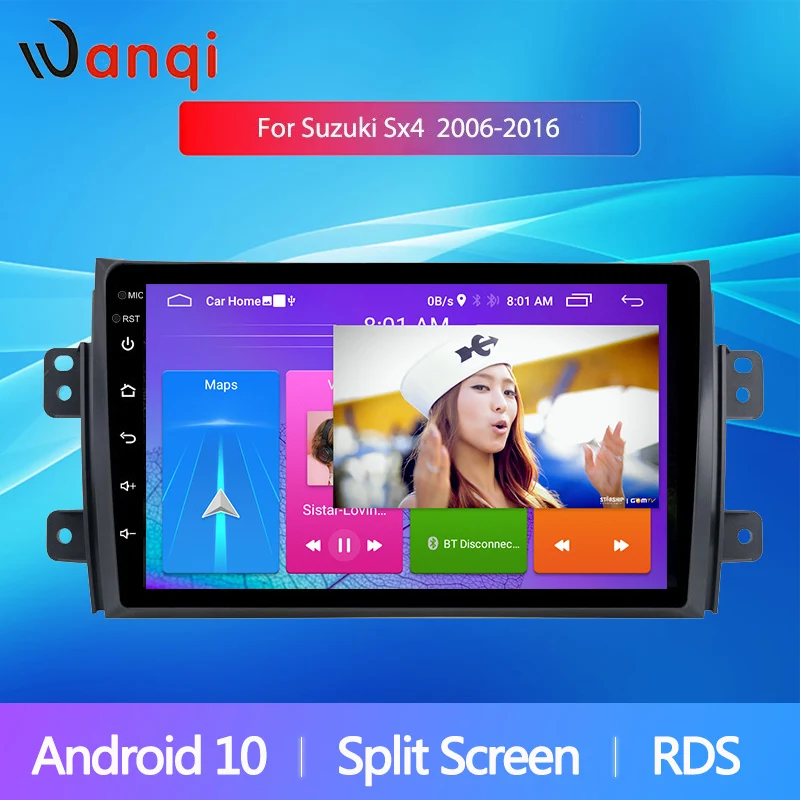 Wanqi Car Audio Radio GPS Navigation Multimedia Player For 2010 2011-2016 Suzuki Sx4 Android10 Mirror Link SWC WiFi No DVD | Автомобили и