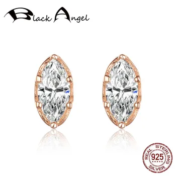 

100% 925 Sterling Silver Sparkling Zircon Romantic Angel Tears White Crystal Stud Earrings For Women Rose Gold Fine Jewelry