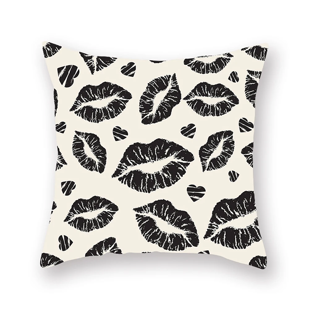 Lychee Black and White Cushion Cover Printed Sofa Decorative Cushion Case Home Sofa Throw Pillow Case