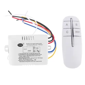 

Three Way 220V Power Supply Lamp Light Wall Remote Switch Wireless Digital Remote Control Switch Receiver Transmitter