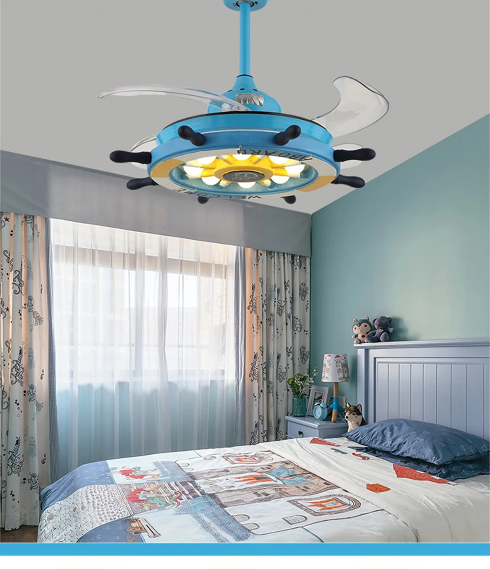 Creative fan lamp with remote control light for child baby bedroom living room home decor lighting ceiling fan fixture