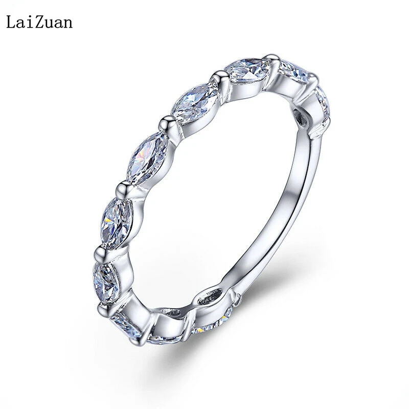 

Engagement Wedding Gift Moissanite White Marquise 4x2mm Band 10K White Gold Ring