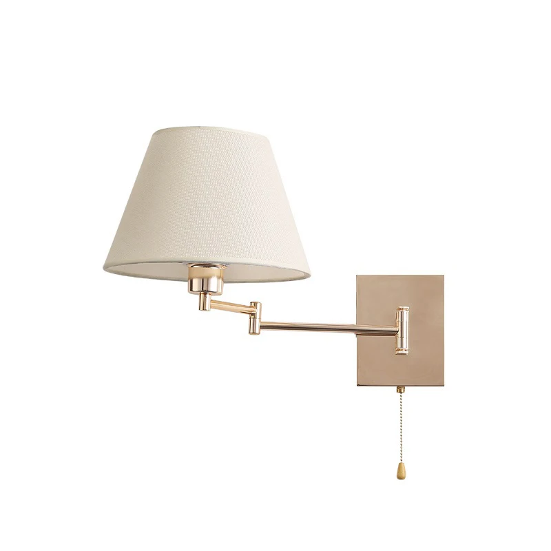

Modern Swing wall lamp flexible gold wall sconce retractable reading wall light with pull chain switch in bedroom bedside hotel