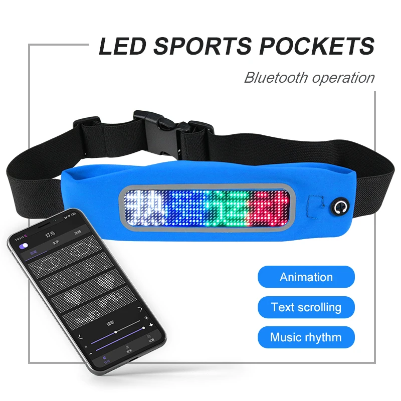Edison модный светодиодный поясная сумка с Bluetooth управлением, многофункциональные водонепроницаемые поясные сумки для мобильного телефона, сумки для бега, кошелек