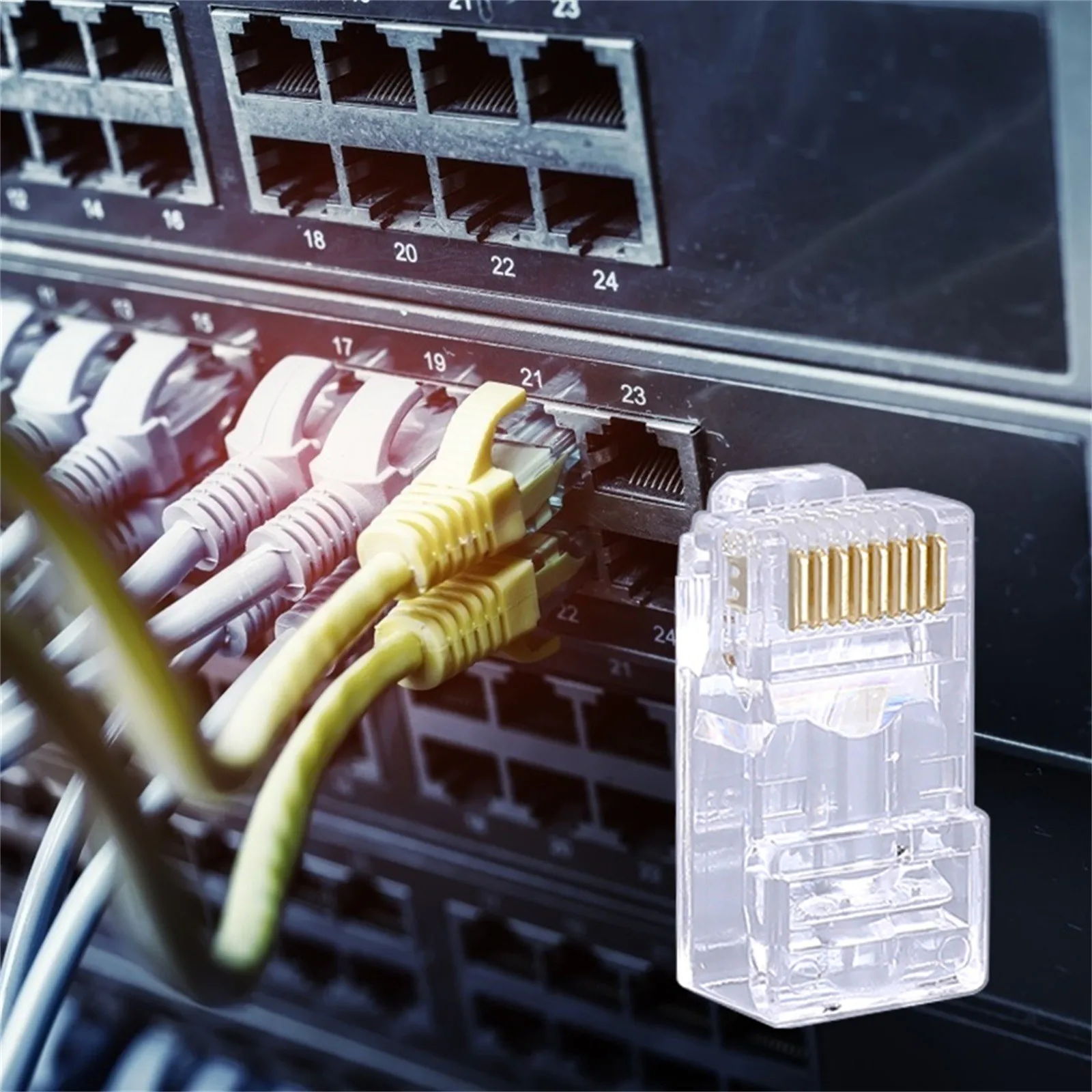 100 шт. Cat 5 Cat6 RJ45 разъем 8P8C модульная Кабельная вилка Ethernet медная позолоченная