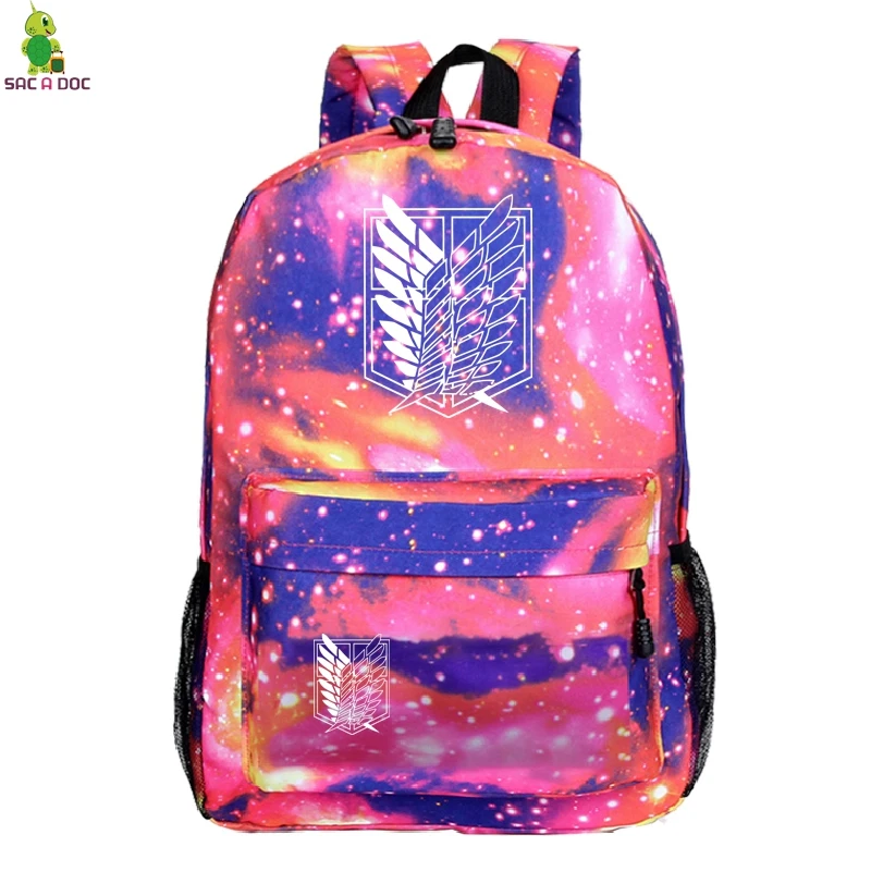 Атака на рюкзак Титан женские/мужские школьные сумки дорожные сумки подростковый Ноутбук Рюкзак Холст Аниме Mochila machila сумка - Цвет: Коричневый