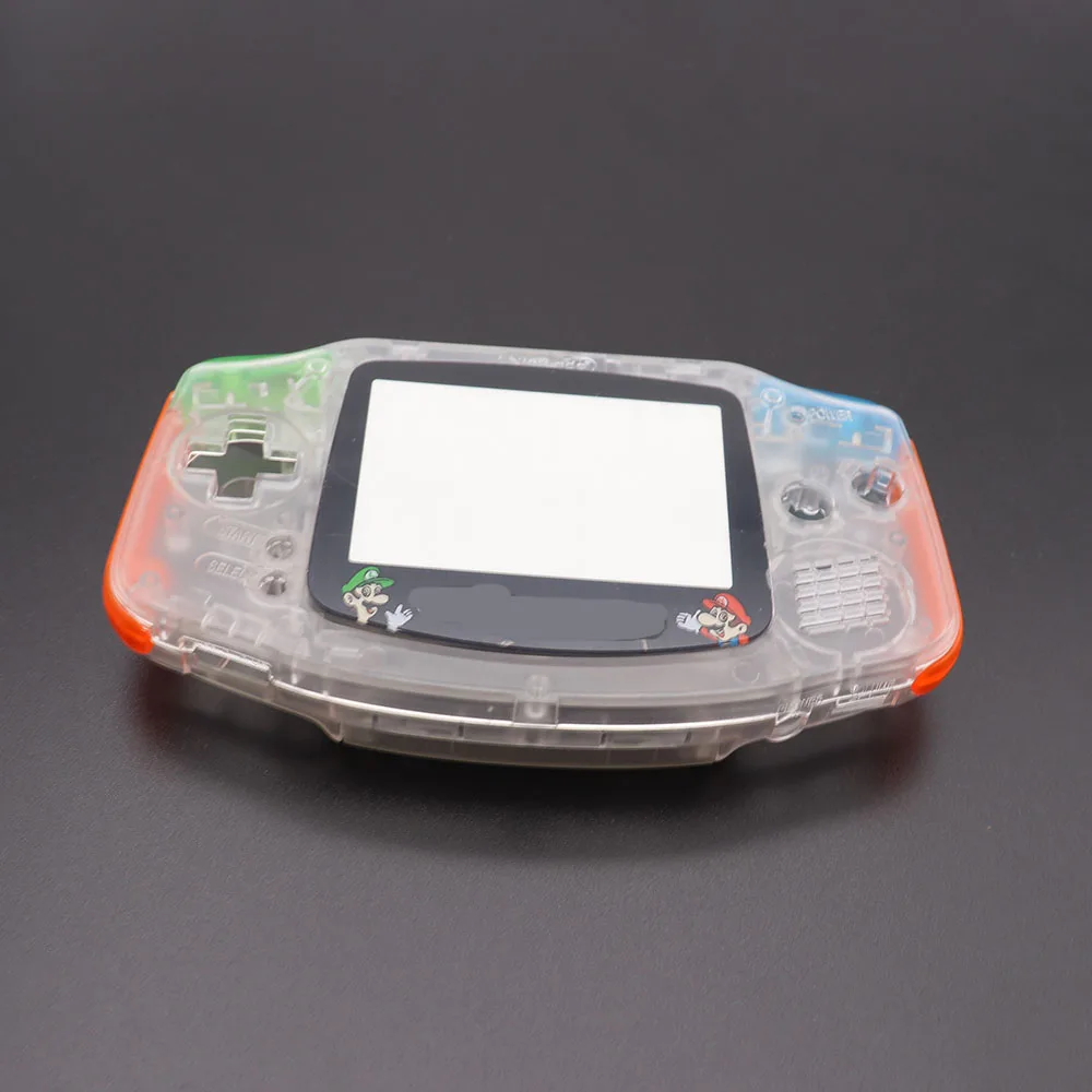 Прозрачный корпус Корпуса для Gameboy Advance для GBA чехол для замены со стеклянным экраном Len и цветными кнопками