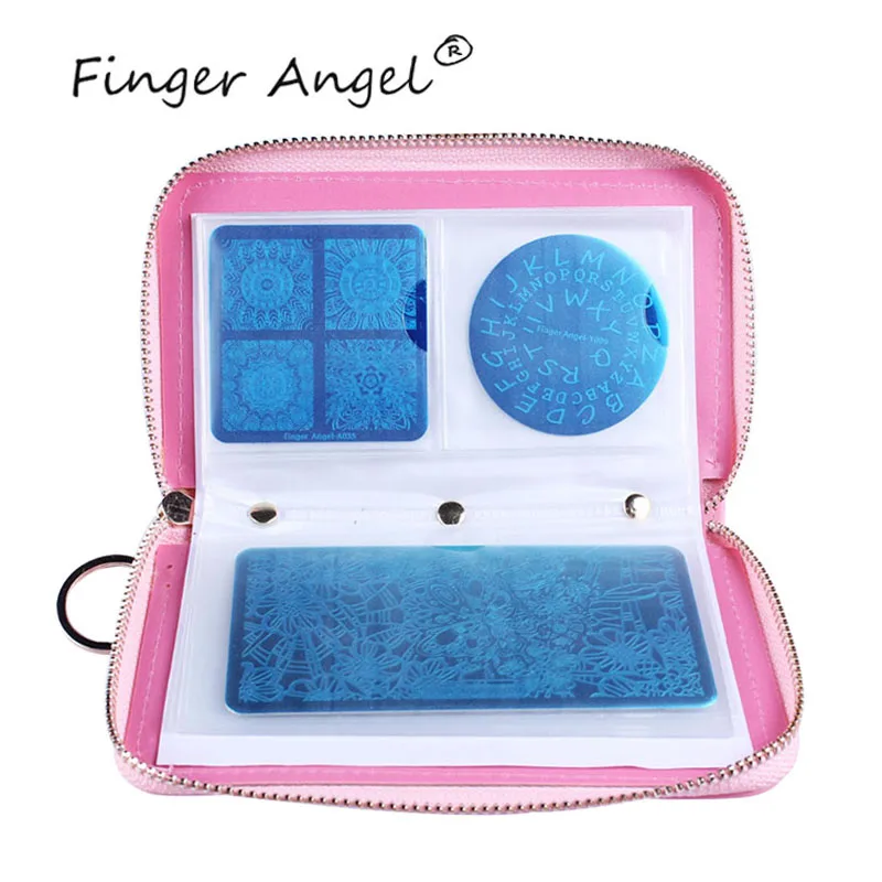 

Finger Angel 24 Slots Stamping Plate Holder Case Round Square Rectangular Nail Art Plate Organizer Nail Tools #WJ171