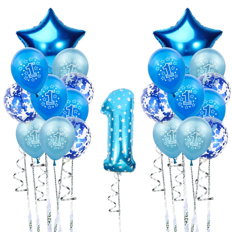 

Blue 1st Birthday Balloons Star Foil Ballons One Year Old First Birthday Party Decorations Kids Boys Baby Shower Globos Supplies