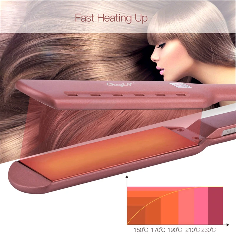 CkeyiN Titanium Alloy Straightening Irons Hair Curler Temperature Adjustable Flat Iron Straightener Wide Plate Hair Salon Tools