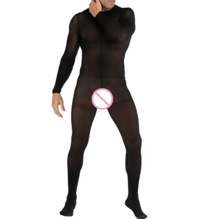 Men Bodysuit Jumpsuit Men Lingerie Briefs Body Hose Men's Bodystocking Seamless Sleepwear Sexy Body Lingerie Crotchless Bodysuit Men Pantyhose Long sleeves Underwear