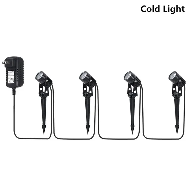 Garden Lawn Spike Lights Low Voltage LED Landscape Lighting IP65 Waterproof Outdoor Lamp Warm White RGB for Walkway Trees Yard 4 Cold Light