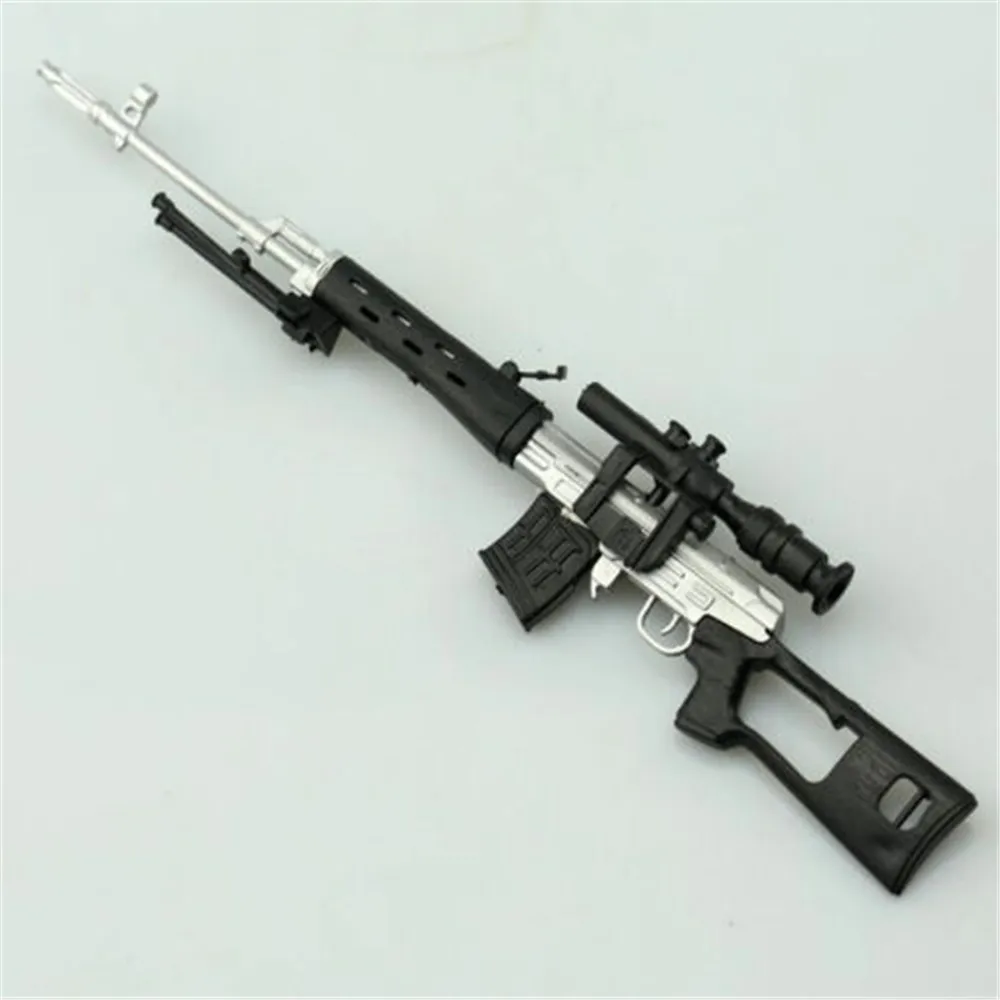 1:6 масштаб Серебряный русский SVD снайперская винтовка оружие Модель 12 "Мужская фигурка модель аксессуары