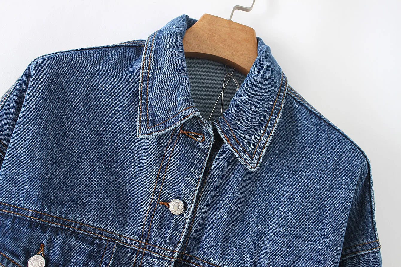 

C3 #2019 Spring New Style Western Style Short Flash Jacket Jeans Coat