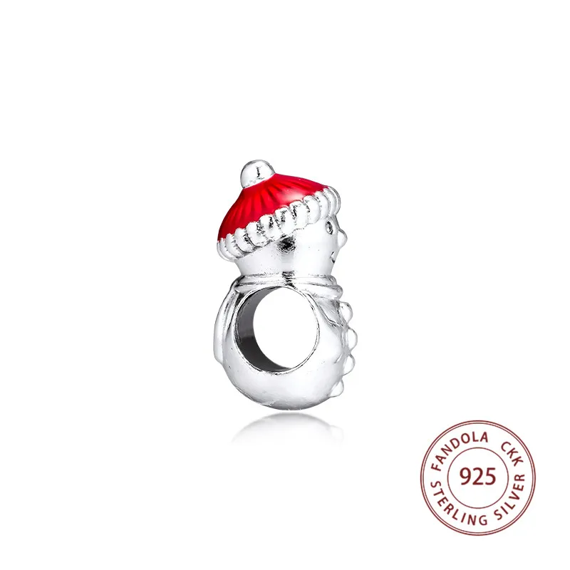 Подходит для браслетов Pandora Argent Charm 925 пробы Серебряный снеговик и Шляпа Санты Подвески бусины для изготовления ювелирных изделий крален