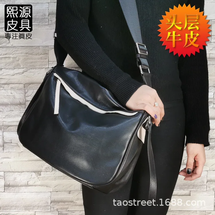 

Ozhouzhan Origional Handmade WOMEN'S Leather Bags Soft Full-grain Leather Large Capacity Shoulder Bag Handbag WOMEN'S Bag