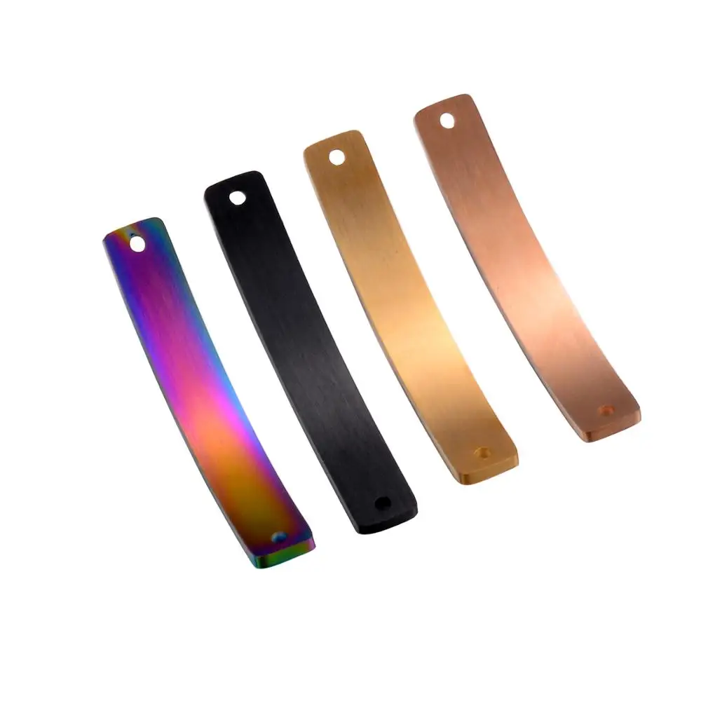 10pcs Unisex Blank Bar Name Tags Stainless Steel ID Bracelet Jewelry Makings Mirror Polished Bangle DIY Tag Findings