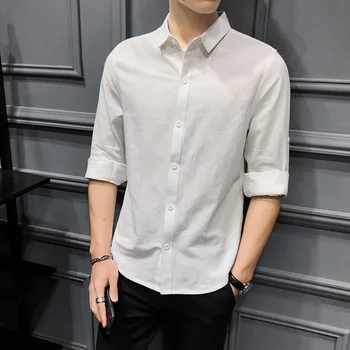 

100% Cotton Shirt Men Fashion 2020 Spring New Long Sleeve Mens Casual Shirts Solid All Match Comfortable Slim Fit Blouse Homme