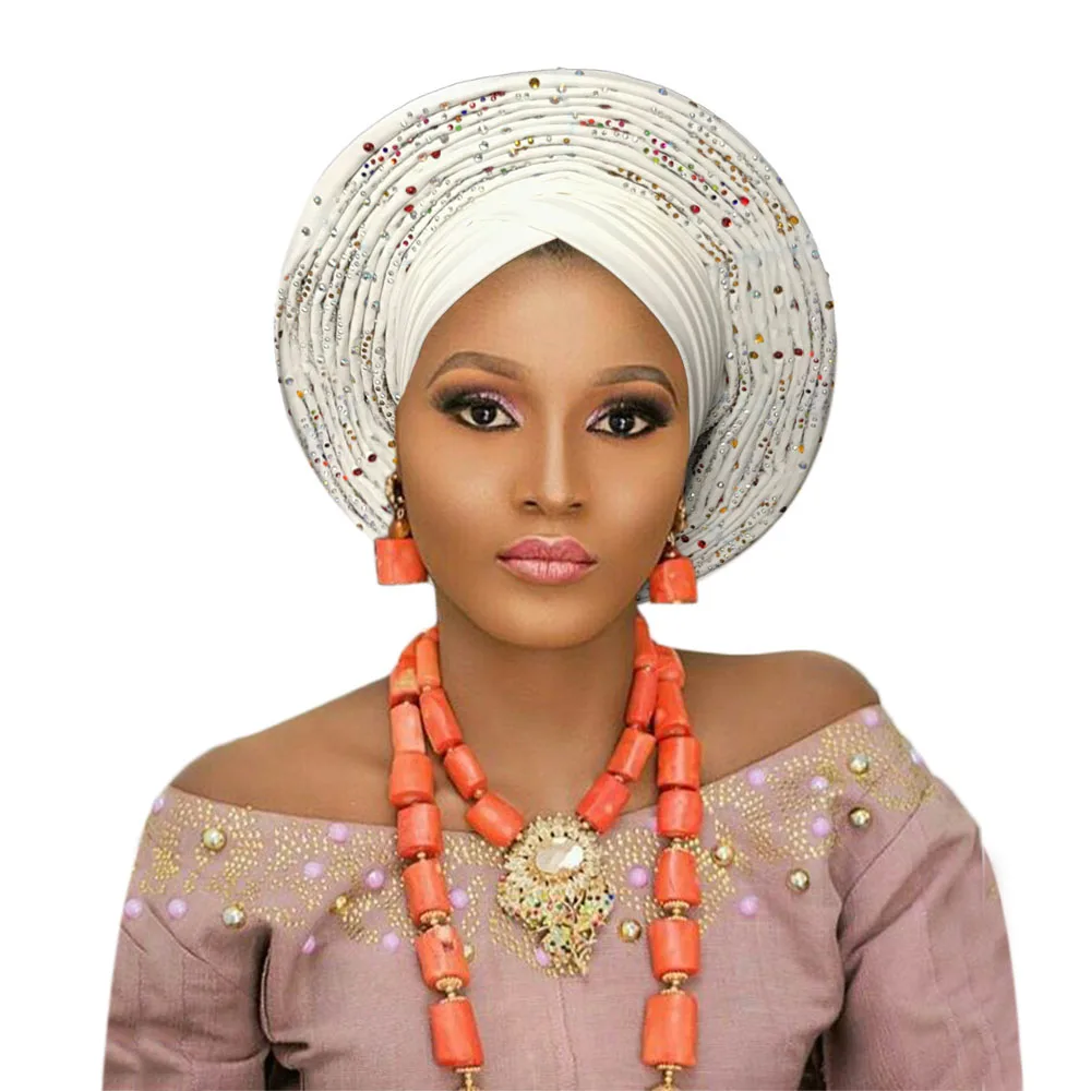 African headwraps for women African traditional headtie wedding auto gele women turban nigerian headwear (8)