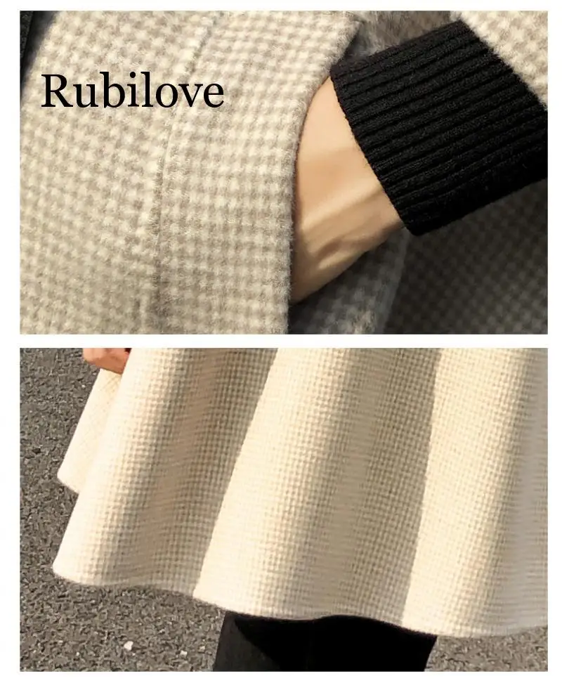 Rubilove шерстяное пальто женское длинное пальто Корейская версия осень и зима популярный плащ гусиная лапка шерстяное пальто