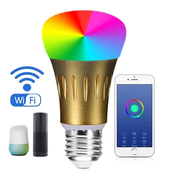 

7W LED Smart WIFI Color Changing Bulb Lamp Echo Google Home Voice Control Led Energy Saving Bulb Dimmable Remote Control