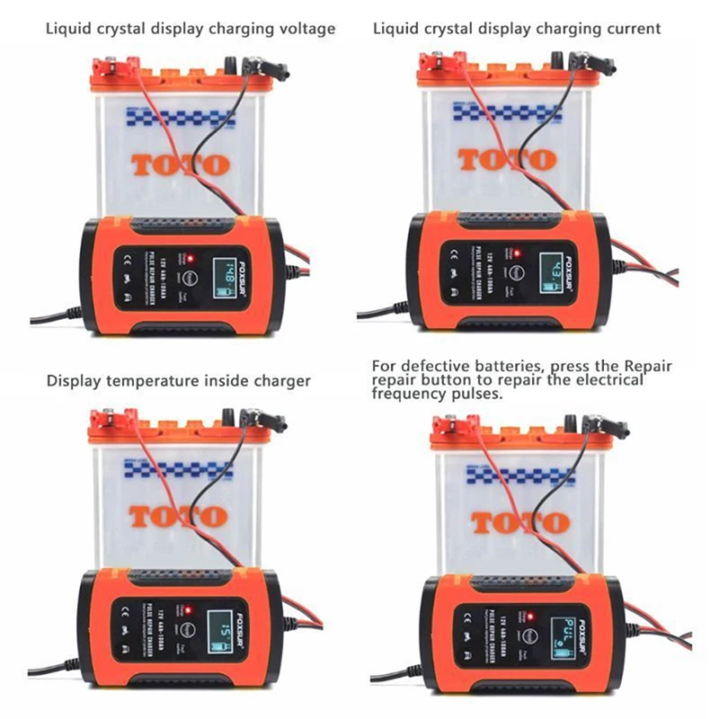 Импульсное Ремонтное зарядное устройство с ЖК дисплеем новинка 12 В 20 А 60 А/ч 100