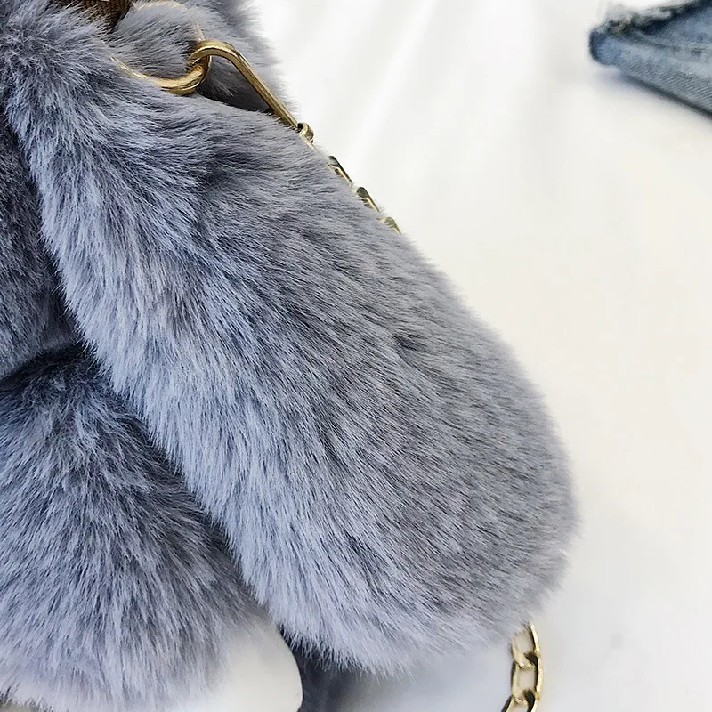 

2018 Spring New Style Playing Dead Rabbit Bag Chain Shoulder Bag Plush Cute Rabbit Bag Children Cartoon Bag