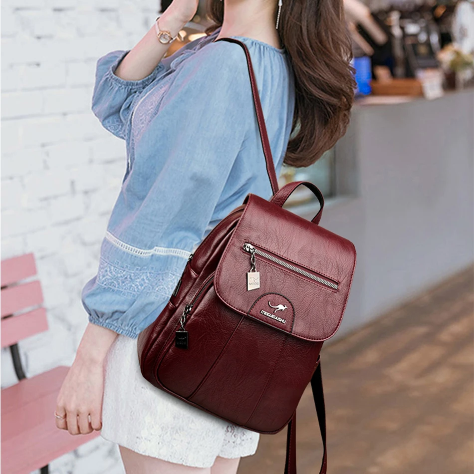 Женский дизайнерский рюкзак Высококачественный винтажный кожаный для женщин