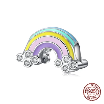 

fit original Pandora bracelet charm 100% 925 sterling silver zircon rainbow beads for women jewelry girl wedding gift DIY making