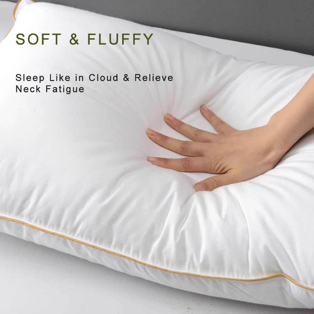 Peter Khanun Bed Pillows Goose Feather Down Filling Pillows for Sleeping Neck Protection Down-Proof 100% Cotton Shell P02