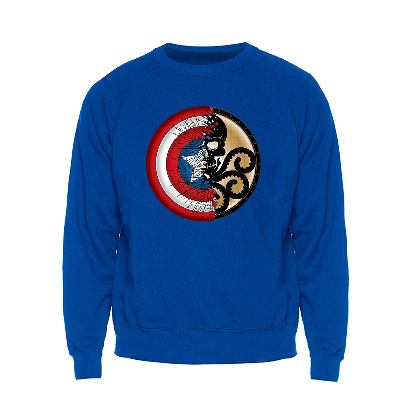 Капитан Америка Гидра Толстовка Череп Мужская Толстовка супер герой Crewneck свитшоты новинка зима осень уличная спортивная одежда - Цвет: Blue