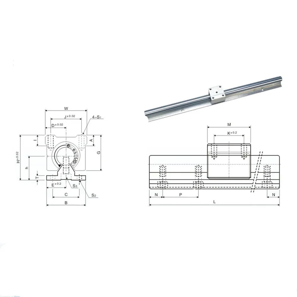 2 шт. линейные направляющие SBR10 SBR12 SBR16 SBR20 200 1000 мм полностью Поддерживаемые
